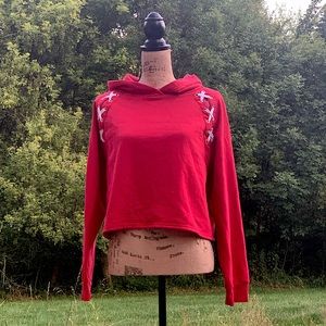 red hoodie crop top